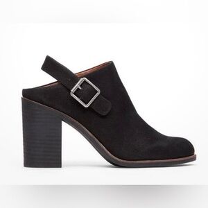 Lucky Brand Machiko Black Leather Sling Back Block Heels